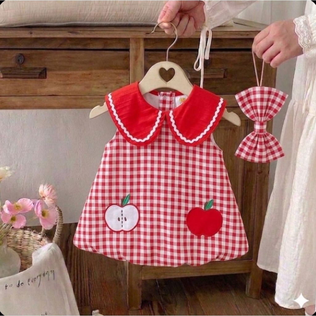 เดรสกระโปรงลายผู้หญิง แรกเกิดถึง18เดือน พร้อมโบว์