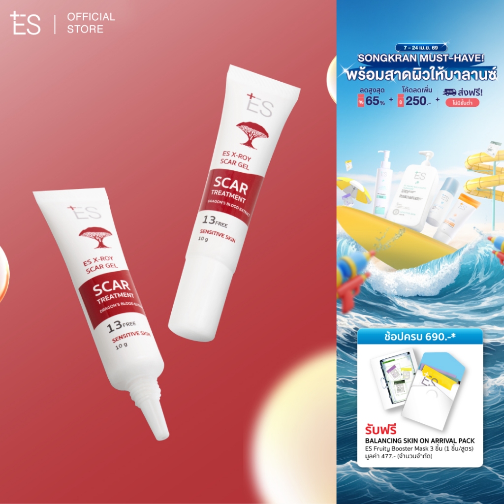 [แพ็กคู่สุดคุ้ม] ES X-roy Scar Gel 10g เจลลดรอยสิว รอยแดง รอยดำ รอยแผลเป็นจากสิว
