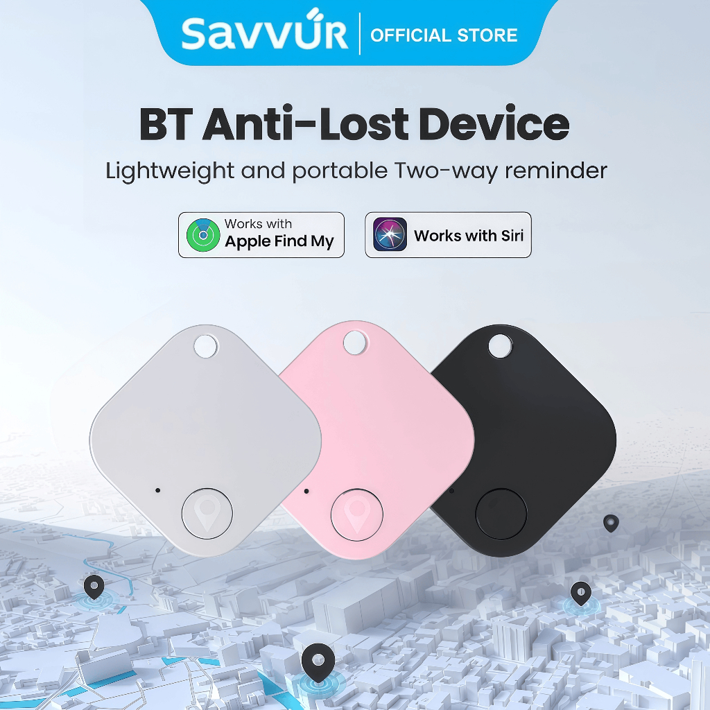 Savvur Smart Tag Find My สำหรับ iPhone iOS ตัวติดตามกันหาย Bluetooth Tracker ใช้งานร่วมกับ Apple Find My