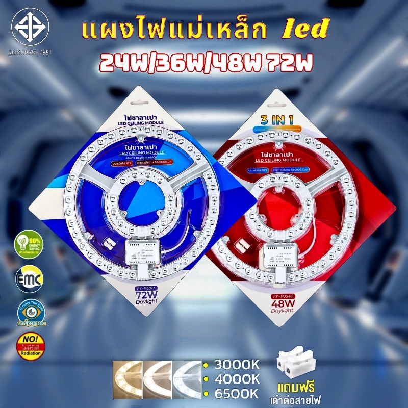 แผงไฟแม่เหล็ก แผ่นชิป แผ่นชิพ แผงไฟ ไฟเพดานLED โคมไฟเพดาน ขนาด 24W/36W/48W/72W แผงไฟพดาน LED กลม