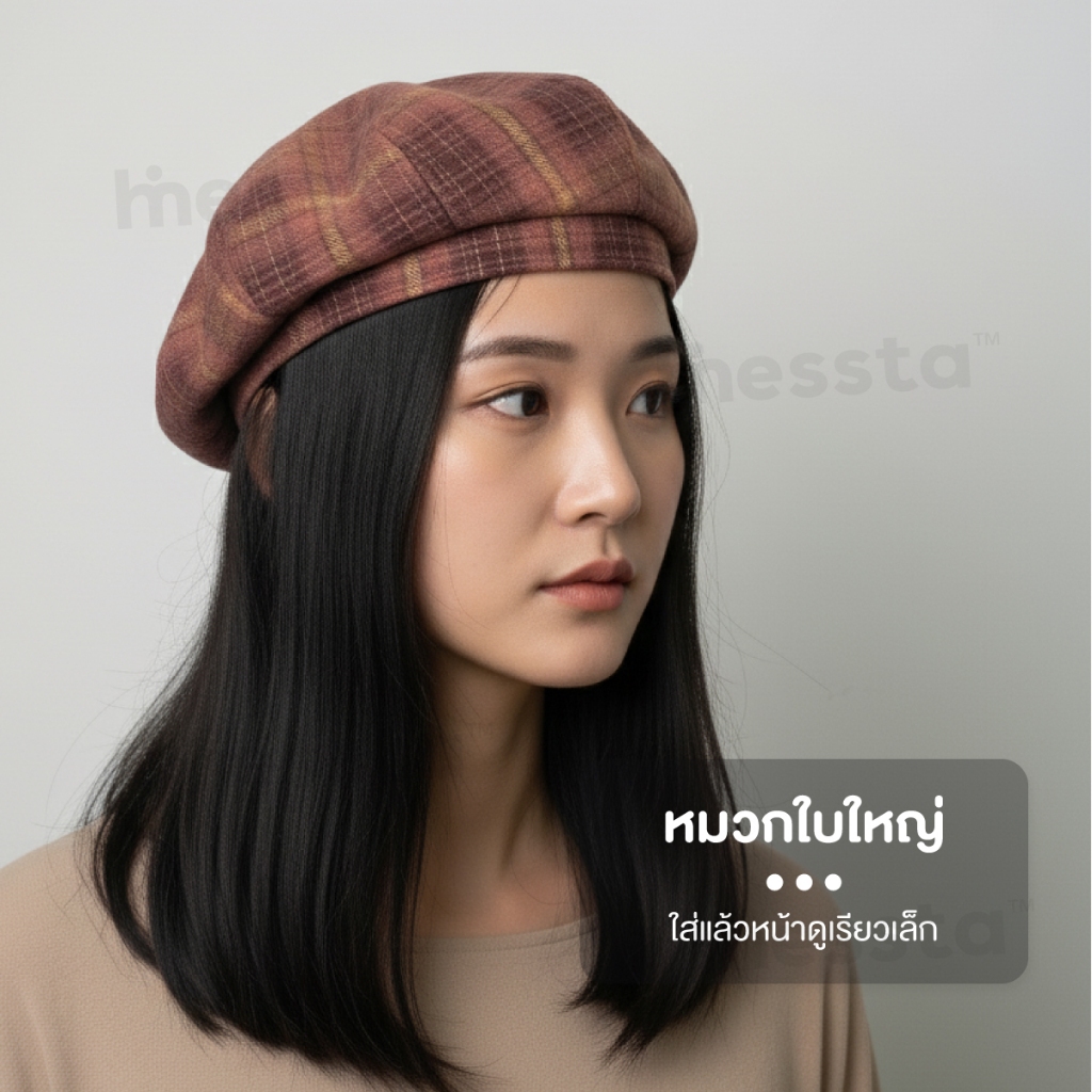 JIUCE BERET หมวกเบเร่ต์ ลายสก็อต หมวก บักเก็ต สไตล์เกาหลี ลำลอง กันหนาว กันลม อบอุ่น แฟชั่น ฤดูหนาว ราคา ถูกที่สุด ดีลบีเคเค แกลเลอรีภาพที่ 4