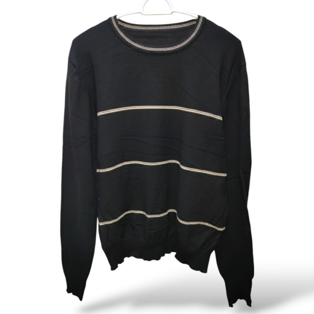 เสื้อแขนยาว Ultrasoft คอกลมสีดำลายทาง รอบอกก่อนและหลังยืด : 21-24 นิ้ว(inch) ความยาวตัวเสื้อ : 24 นิ