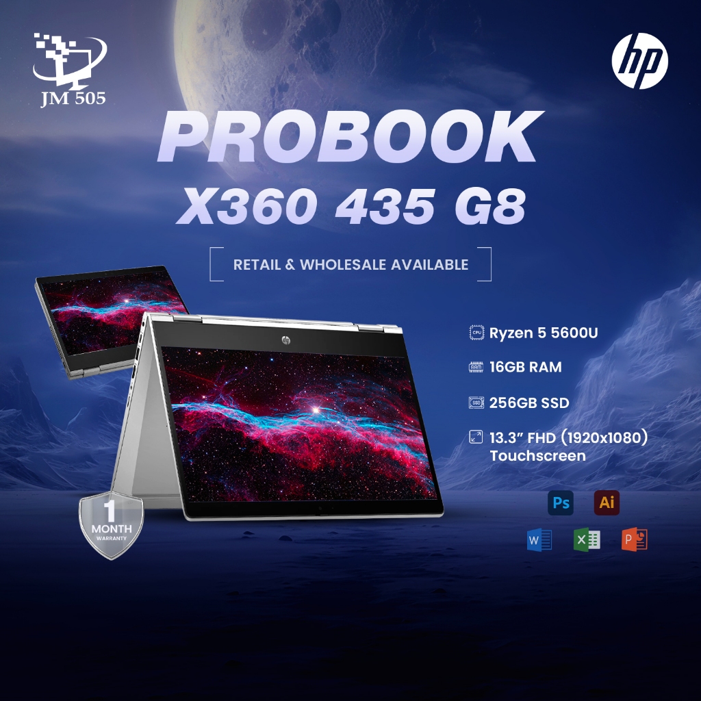 [2nd Hand] HP ProBook x360 435 G8 — Ryzen 5 5600U / 16GB / 256GB SSD / 13.3” FHD Touch