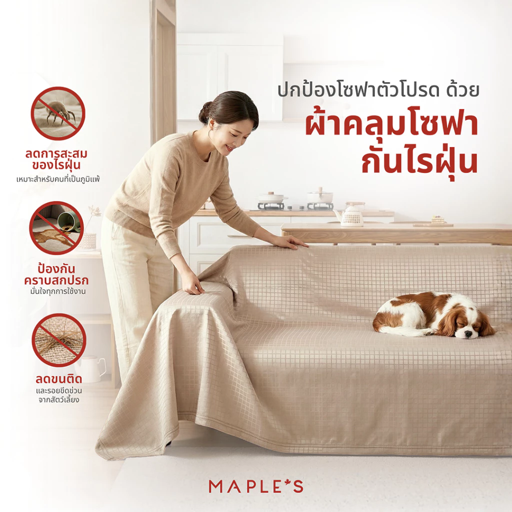 MAPLE S ผ้าคลุมโต๊ะ โซฟา เฟอร์นิเจอร์ เตียง 3.5ฟุต 5ฟุต 6ฟุต thumbnail 4