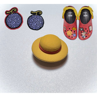 Jibbitz ตัวติดรองเท้า หมวกลูฟี่&ผลปีศาจโกมุโกมุ วันพีซ ของแท…