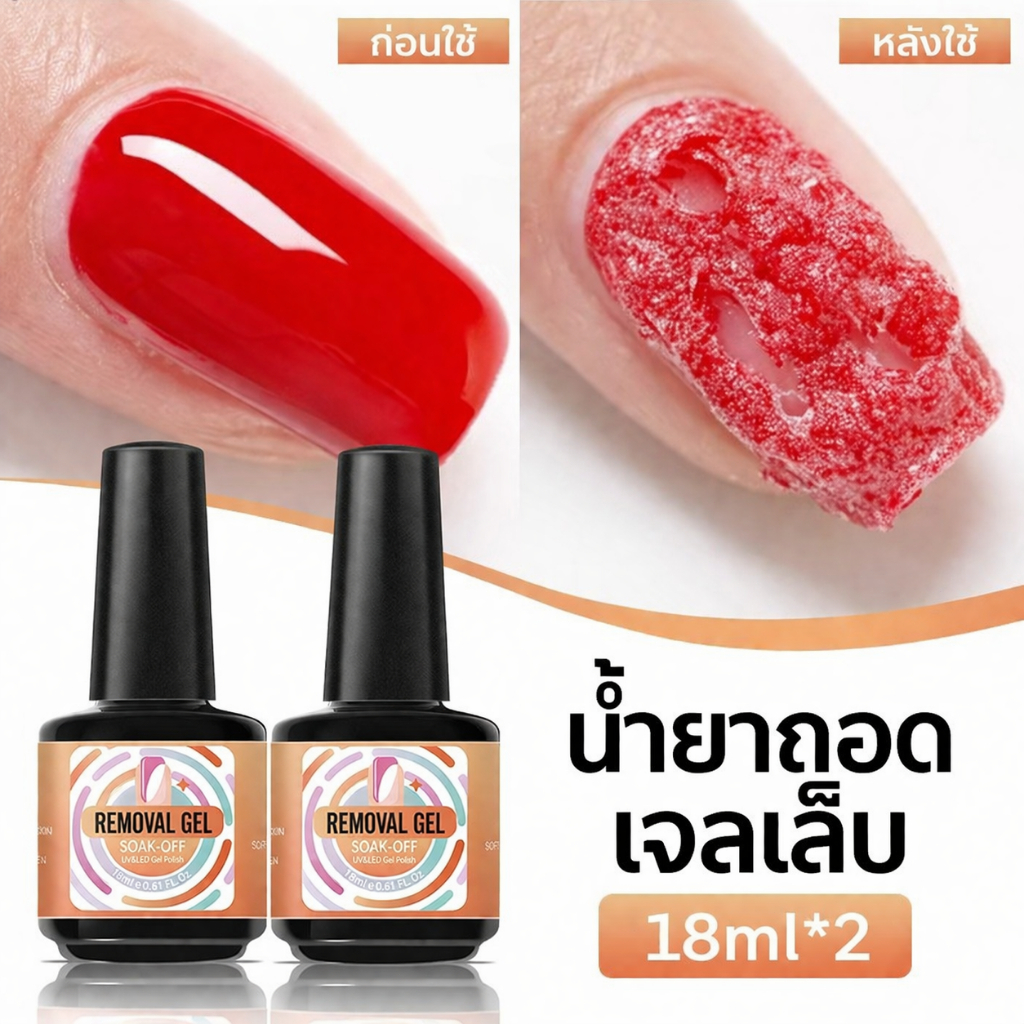 น้ำยาล้างเล็บเจล 2ชิ้น 18ml ใช้ง่าย ถอดเร็ว 3-5 นาที ไม่ทำลายหน้าเล็บ MAGIC REMOVER