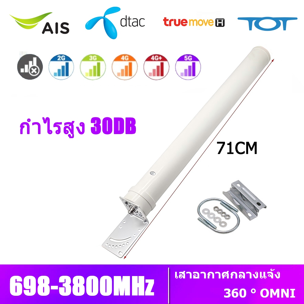 30dBi 71CM 698-3800MHz เสาอากาศ 2G 3G 4G 5G เสาอากาศระยะไกล Omni directional wifi เสาอากาศ Huawei ZTE Router Booster