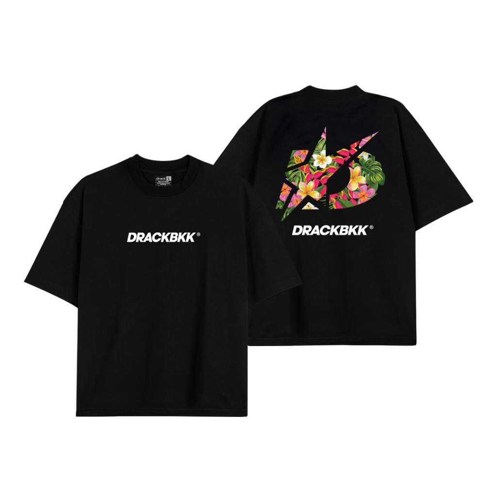 DRACK - ALOHA เสื้อยืดคอกลมสีดำ