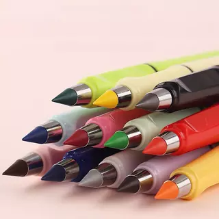 เซต 12 สี ดินสอไร้ถล่ม ดินสอใช้ไม่หมด ไม่ต้องเหลา เขียนลื่น ลบได้ ปากกาไร้หมึก ดินสออมตะ สำหรับวาดรูป ระบายสี
