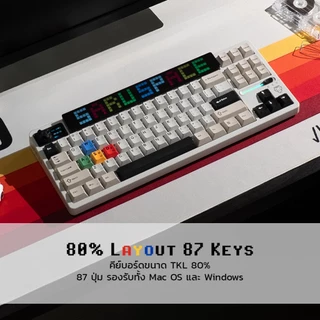 [สินค้าประกันศูนย์ 1 ปี] SARU คีย์บอร์ดเกมมิ่ง KX87 Dual LED Pixel Art Screen/Knob ขนาด TKL 80% 87 ปุ่ม