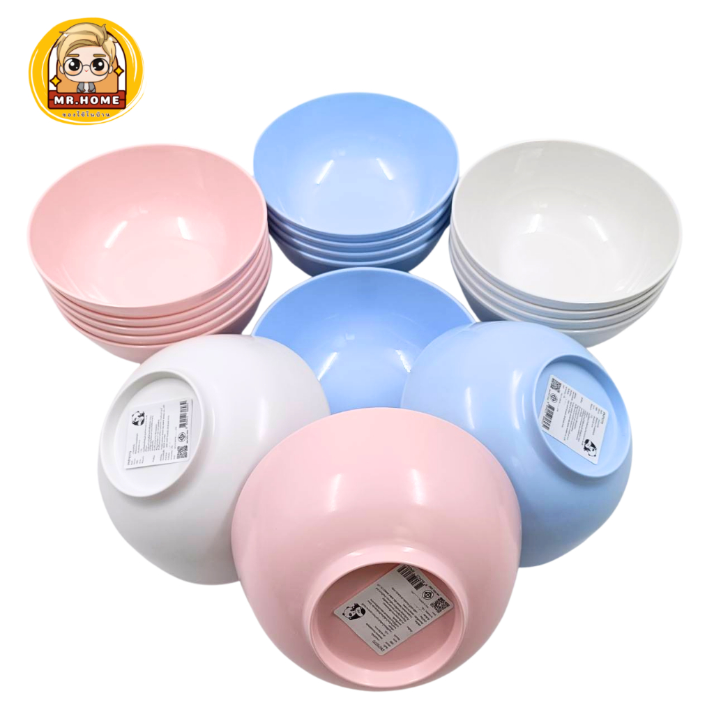 ชามทรงโคม 7 นิ้ว สีพื้น ชามใส่อาหาร เมลามีน (ชุด 6 ใบ)