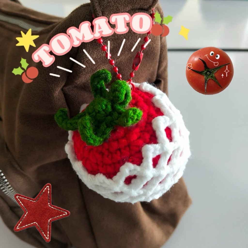 พวงกุญแจมะเขือเทศไหมพรม tomato keychain🍅