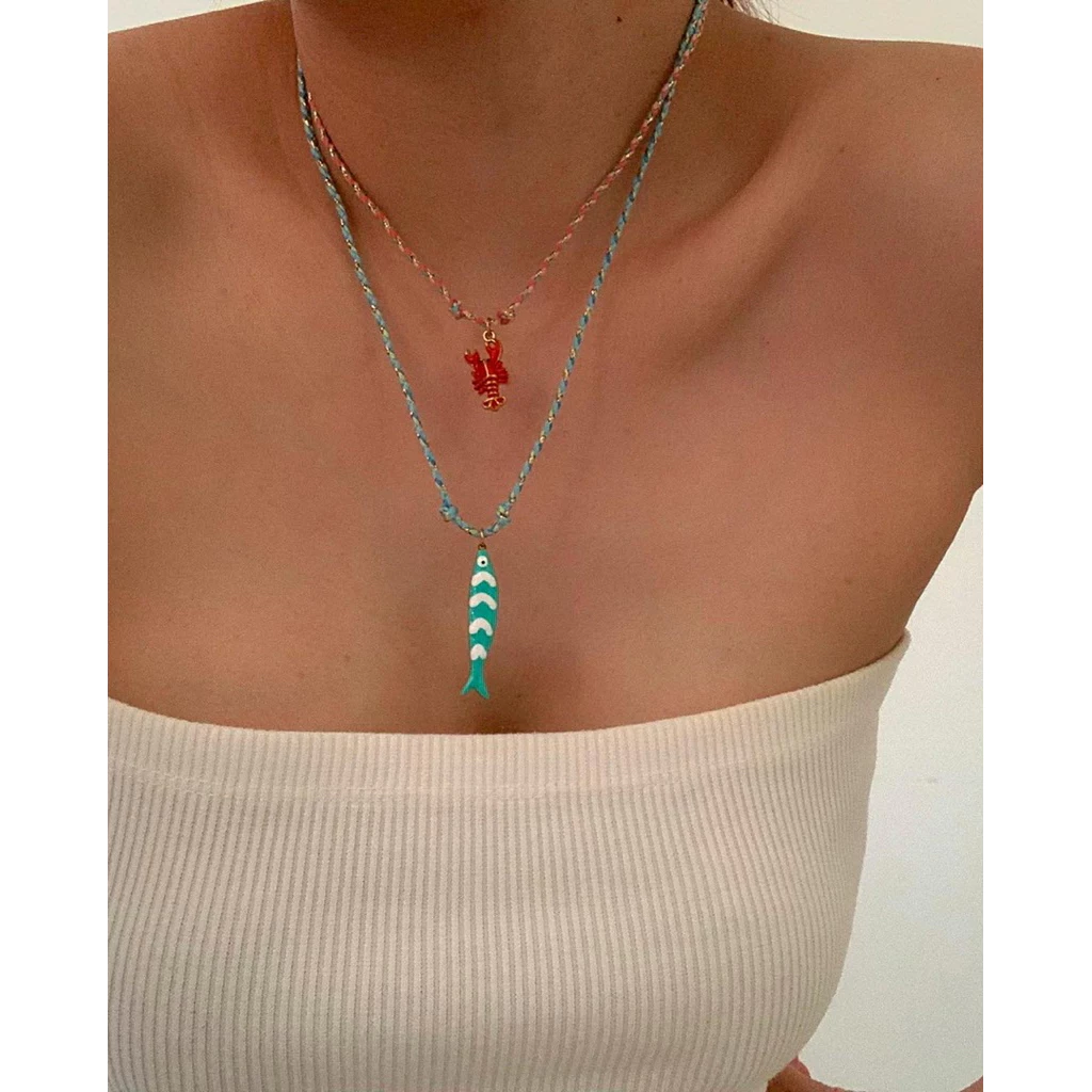 HER OBJECTIVE_HER LOBSTER/SARDINE ON ROPE NECKLACE