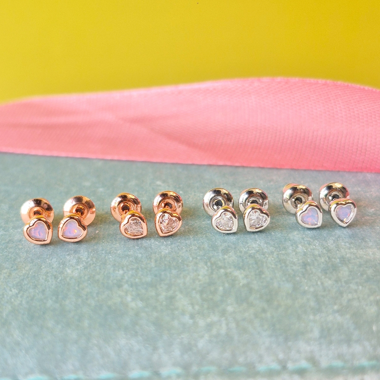 💖Petite Spark💖 ต่างหูหัวใจ ก้านเงินแพ้ง่ายใส่ได้จ้า