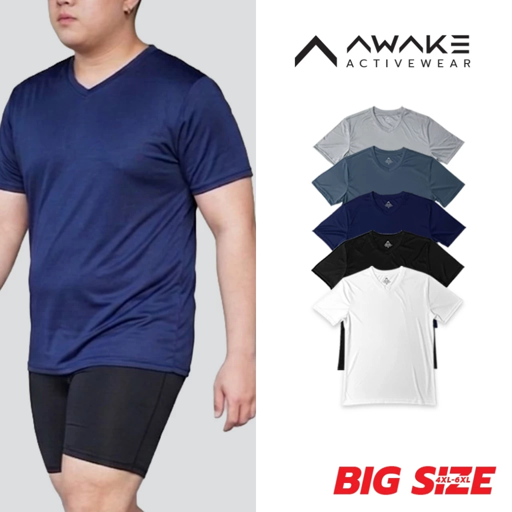 AWAKE เสื้อกีฬาไมโครสปอร์ตคอวี Micro Sport Big Size 4-6XL