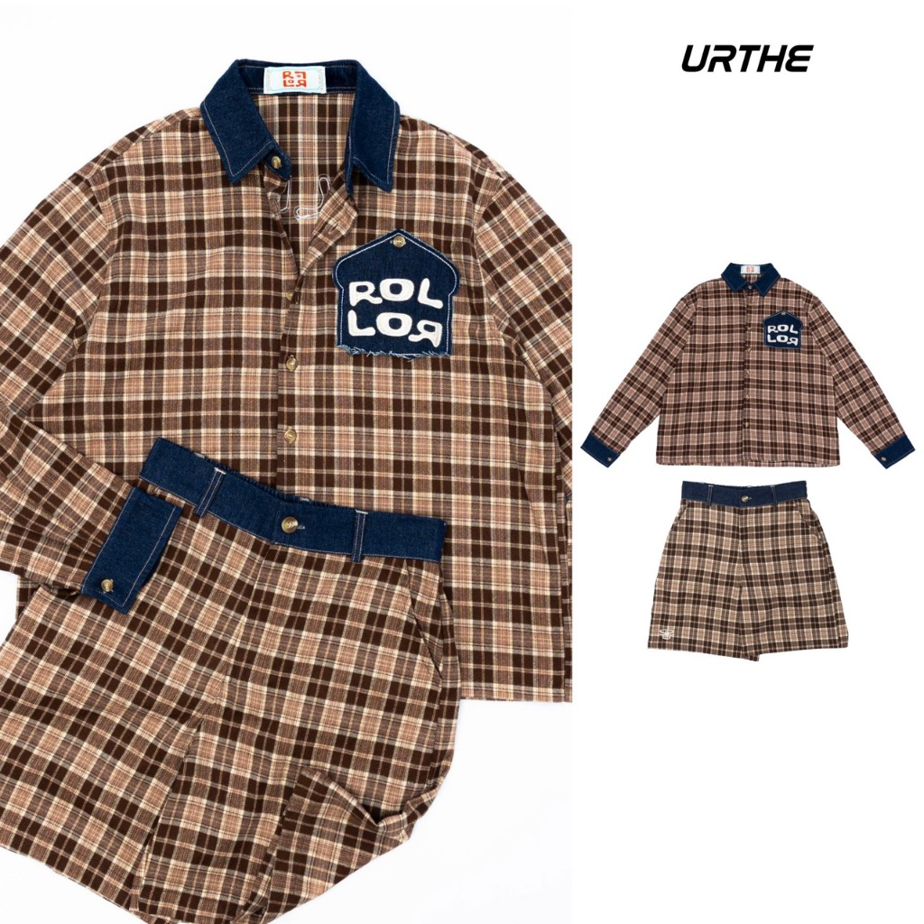 URTHE - ชุดเซต เสื้อเชิ้ต Oversize กางเกงขาสั้น รุ่น HOMESTEAD - Col. ROLLOR KLUB BAAN HOUSE