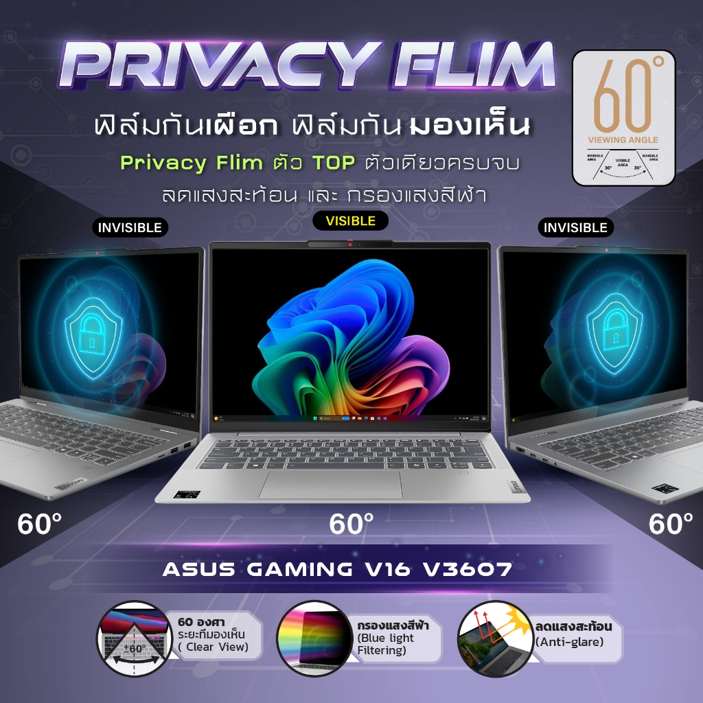Maximum ฟิล์มกันรอยหน้าจอ คอม โน๊ตบุ๊ค รุ่น Lenovo IdeaPad Slim 5 14Q8X9 16:10 ขนาด14 นิ้ว: 30.2 x 1