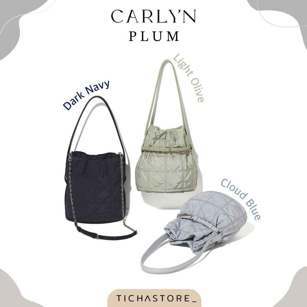 (พร้อมส่ง) Carlyn Bag รุ่น Plum สี Dark Navy/Light Olive/Cloud Blue