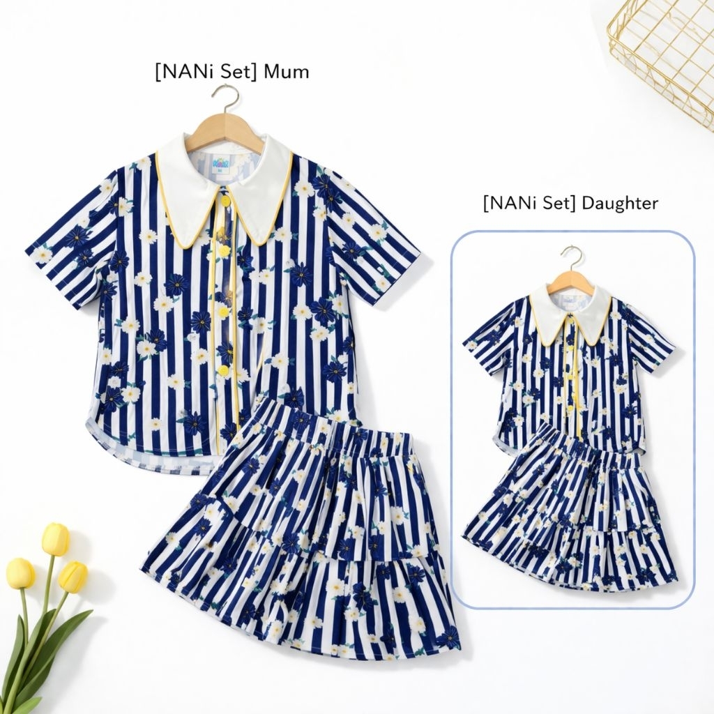 NANi Little Love Set ชุดแม่ลูก เซ็ตแม่ลูก ชุดคู่ เสื้อ+กระโปรง ลุคเกาหลี น่ารัก ใส่สบาย ถ่ายรูปสวย รูปที่ 5