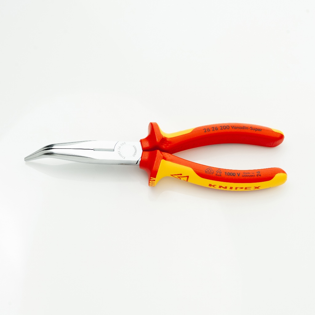 KNIPEX NO.26 26 200 คีมปากแหลมปากง้อ ด้ามกันไฟฟ้า 1000 V. ผิวชุมโครม Factory Gear By Gear Garage