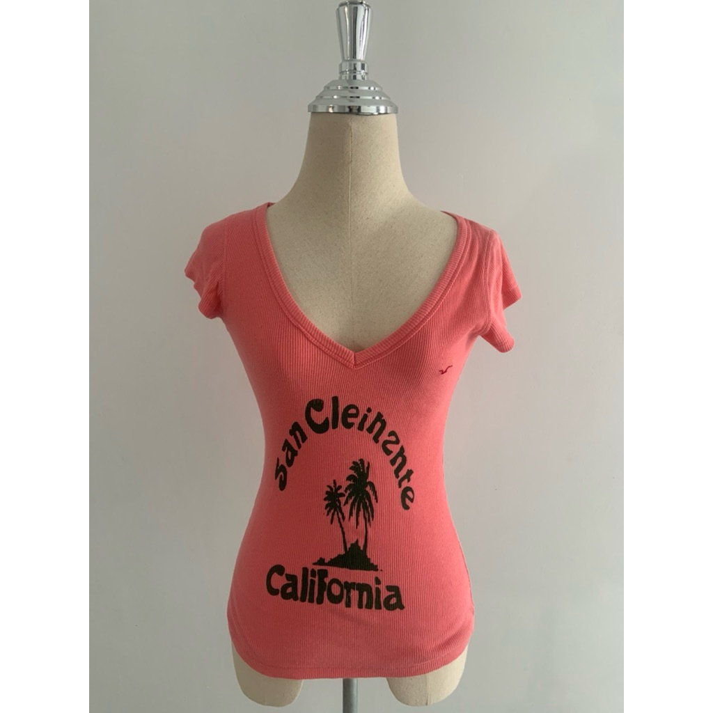 hollister tight v-neck top size(small)