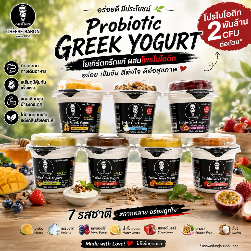 The Cheese Baron Greek Yogurt 100g. เดอะชีสบารอน กรีกโยเกิร์ต 100ก.