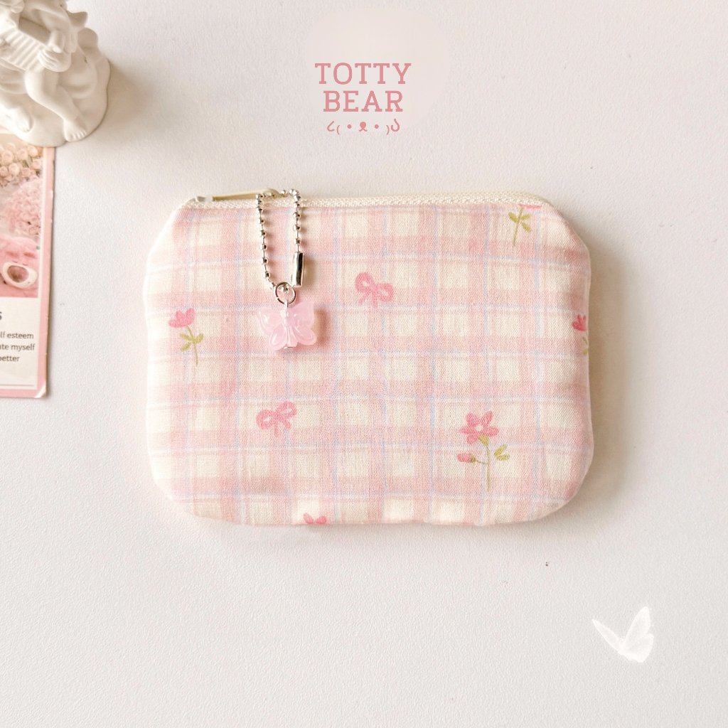 Tottybear l flower ᴘᴏᴜᴄʜ x SAKURA กระเป๋าใส่เหรียญ สตางค์ บัตร ขนาด 8.5*12 cm. มีถึง 5 สี ʕ•ᴗ•ʔ