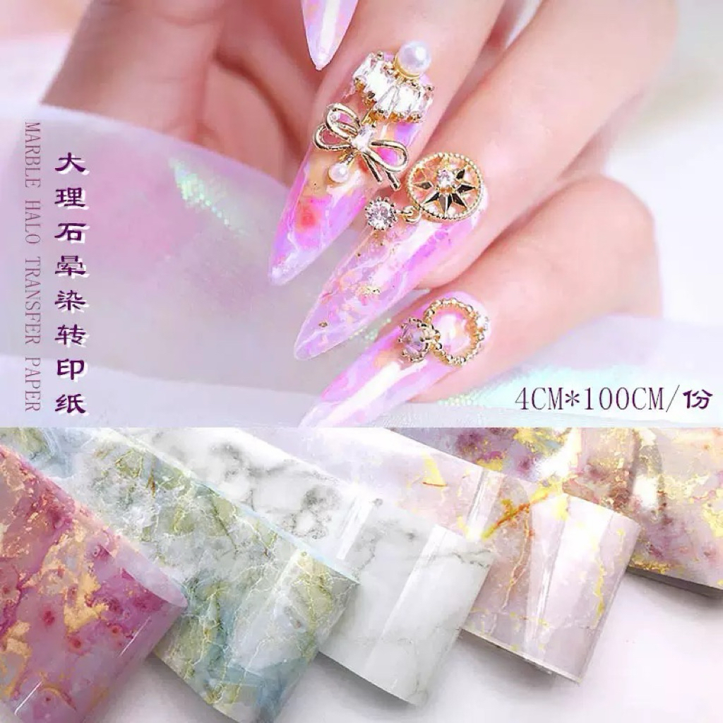 🪴ฟอยลอกลาย กาแลกซี่ ลายหินอ่อน (ใช้คู่กับกาวลอกฟอย) Starry Galaxy nail foil