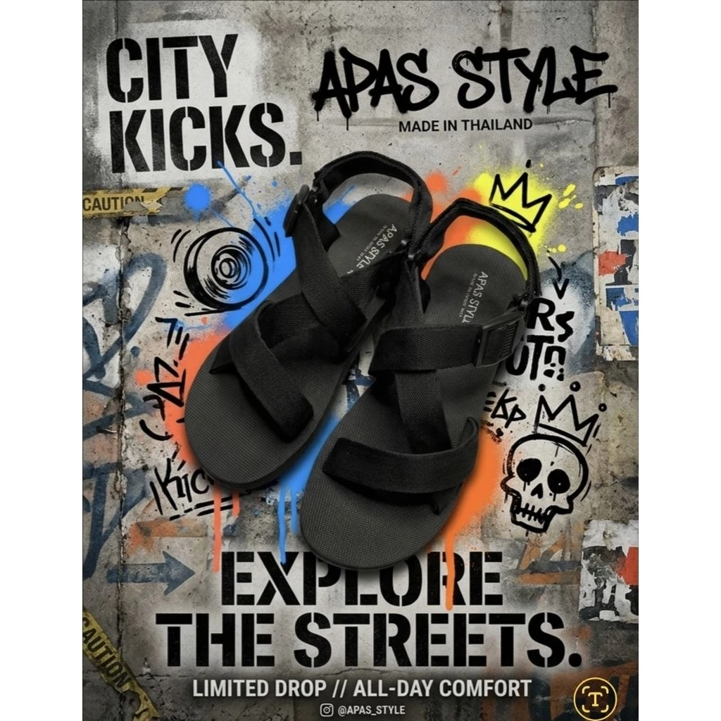 "[Sandals]" Apas Style 🔥รองเท้าแตะรัดส้นขายดี 🔥 (สายไคว์) พื้นนิ่ม100%