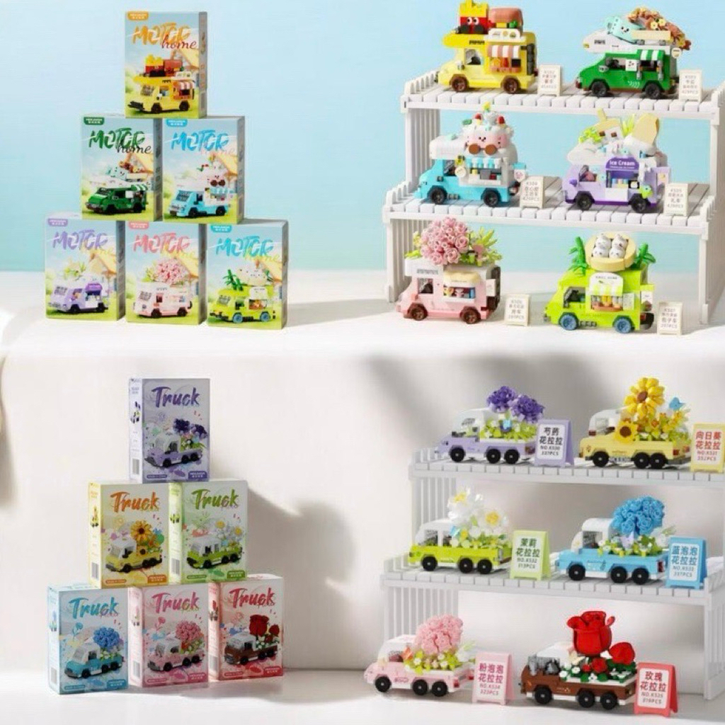 พร้อมส่งในไทย   ตัวต่อนาโนรถร้านค้าเคลื่อนที่ไซส์ M Mekansm – DIY Mini Food Truck ( รถขายของน่ารัก | รถขายดอกไม้ ) – โปรปัง