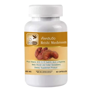 เห็ดหลินจือ Reishi Mushroom ตรา บลูเบิร์ด ขนาด 600 มิลลิกรัม 30,60 แคปซูล