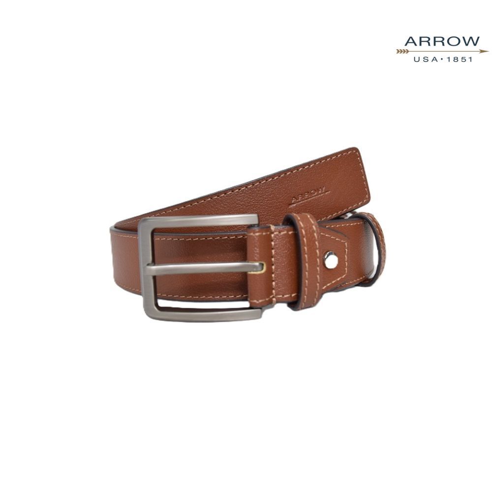 ARROW เข็มขัดผู้ชาย หัวหมุด Pin Belt (หนังวัวแท้อิตาลี) สี น้ำตาล รุ่น MYCB142-BR