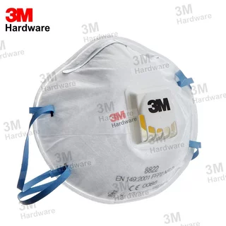 3M 8822 (ยกกล่อง 10 ชิ้น) มีวาล์ว หน้ากากสำหรับงานบัดกรี หลอมโลหะ FFP2 หน้ากากป้องกันฝุ่น และสารเคมี