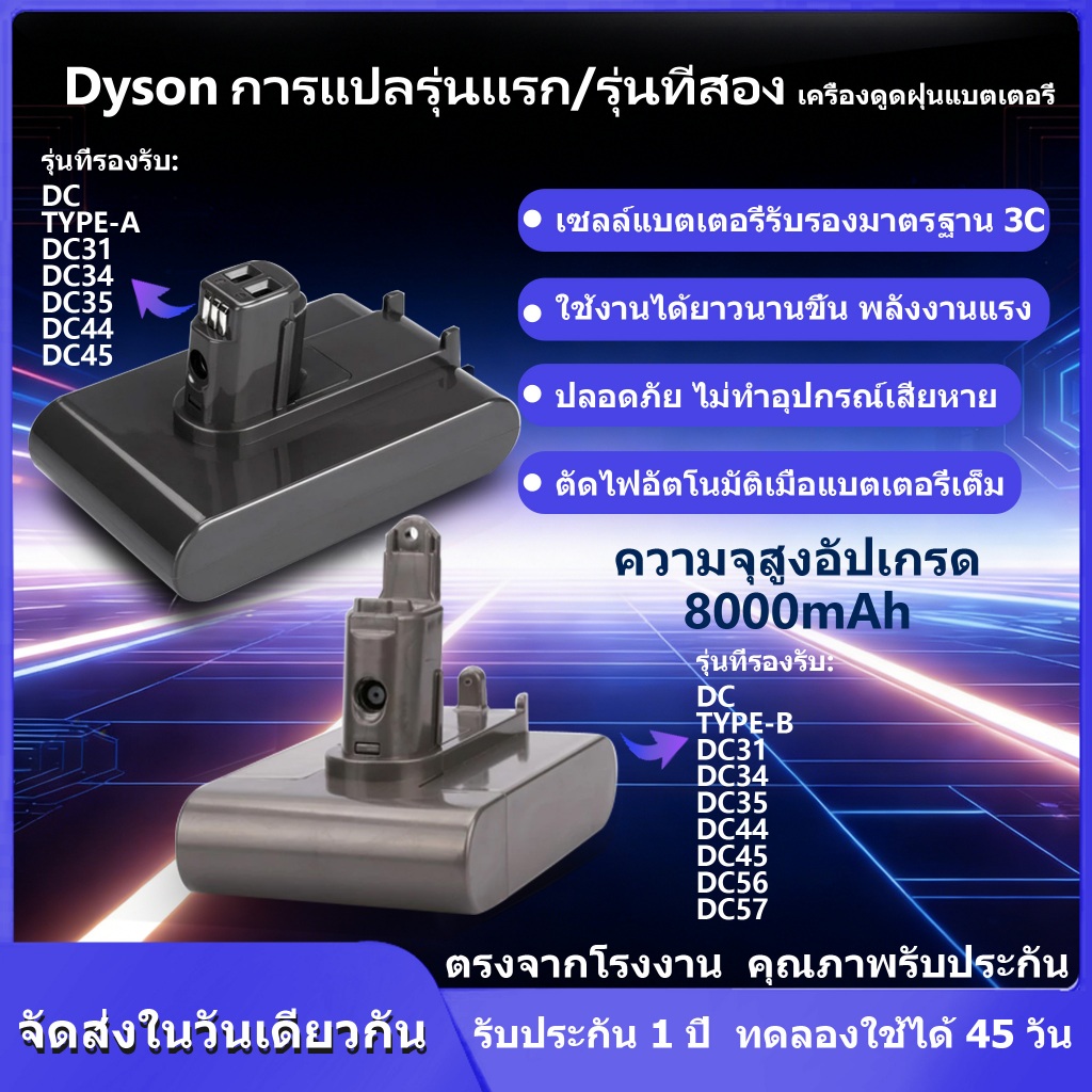 【สินค้าสปอต】Next day delivery free compatible Dyson DC battery Dyson DC Type-A/B battery Dyson DC35 