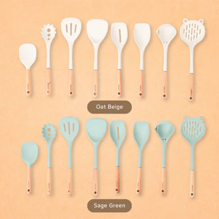 MEEM Kitchen Utensil อุปกรณ์ครัวซิลิโคน ด้ามไม้ธรรมชาติ รุ่น Cozy Kitchen เลือกแบบได้ | ตะหลิว/ทัพพี/กระบวย/กระชอน
