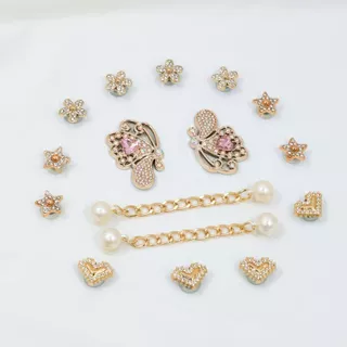 ชุดเซท จิบิติดรองเท้า ตัวติดรองเท้า แต่งเพชร แต่งโซ่ DIY รองเท้า 1เซท