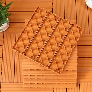 แผ่นปูพื้นสวนกลางแจ้ง (55pcs) พื้นไม้สำเร็จรูป ขนาด 30x30cm แผ่นไม้ตกแต่งสวน กันน้ำ/รอยเท้าไม่ลื่น