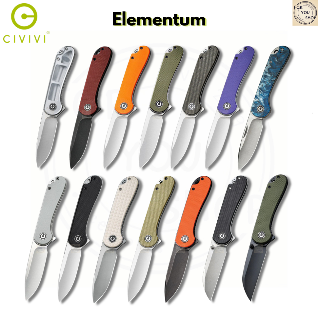 มีดพับ CIVIVI Elementum EDC ใบมีด D2 / 14C28N / Nitro-V / Damascus 2.96 นิ้ว ระบบ Liner Lock Outdoor Flipper Knife