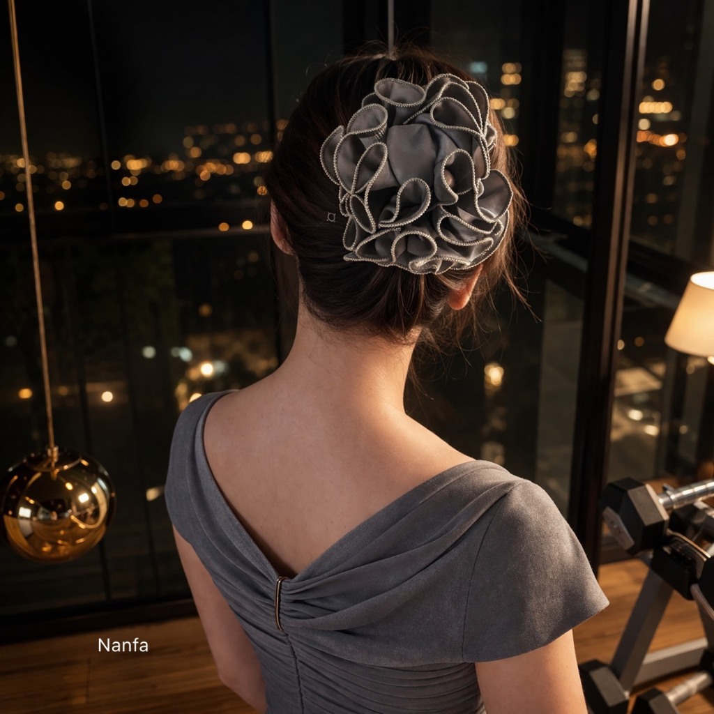 กิ๊บหนีบผมผ้าซาติน ขอบทอง ดีไซน์หรู มินิมอล หนีบแน่น ไม่กินผม สินค้าพร้อมส่งในไทย