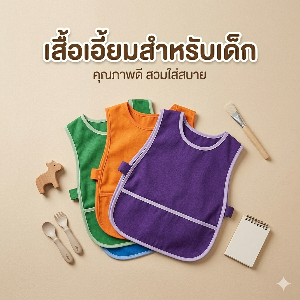 เสื้อเอี้ยมเด็ก ผ้าไมโคร คุณภาพดี นุ่มพิเศษ ไม่อับไม่ร้อน ใส่สบายชุดเด็ก ใส่นอน ใส่เล่น ใส่เที่ยวได้