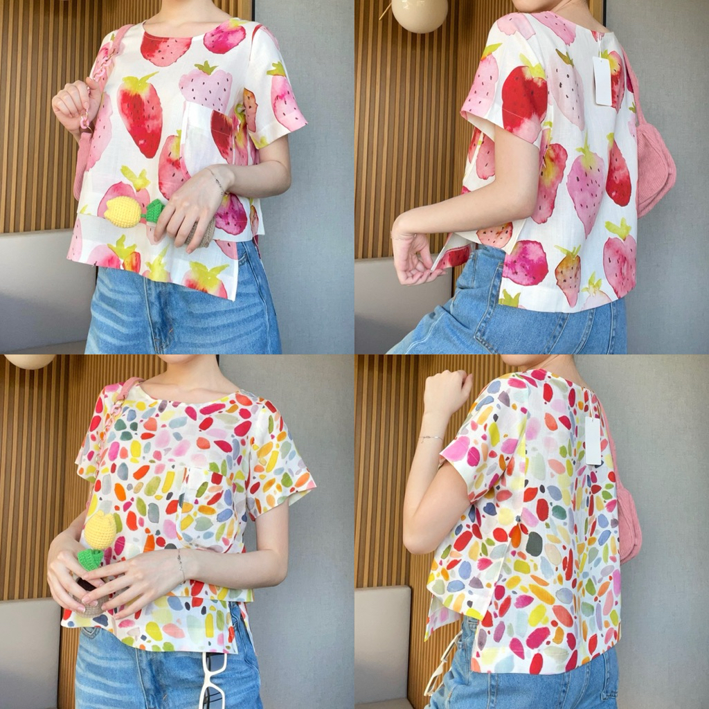 L1เสื้อคอกลมแขนสั้นทรงเกาหลีผ้าลินินSILKเนื้อนุ่มอย่างดี – โปรปัง
