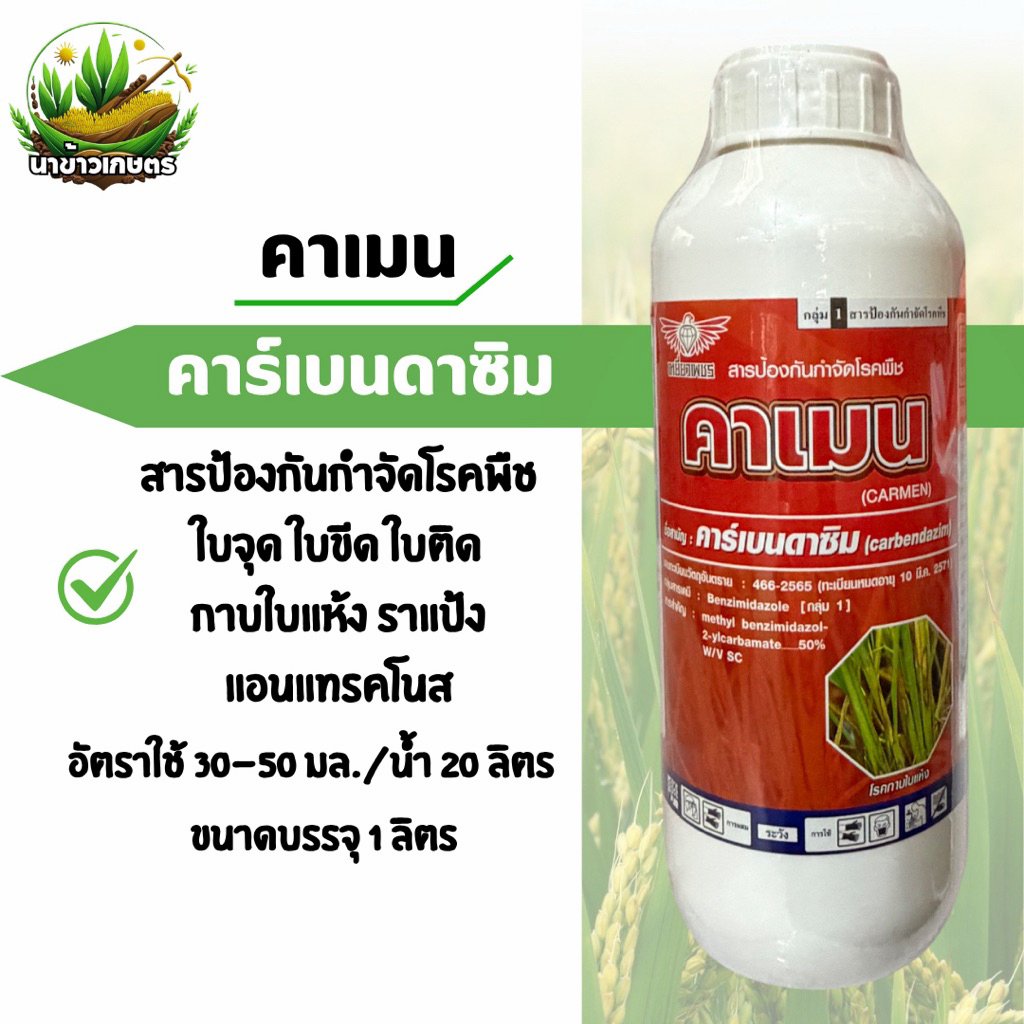 คาเมน คาร์เบนดาซิม 1 ลิตร กำจัดโรคพืชใบจุด ใบขีด กาบใบแห้ง แอนแทรคโนส