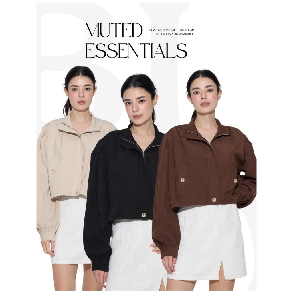 BCLS09 Muted Essentials - เสื้อแขนยาวทรงโอเวอร์ไซต์ แบบครอป