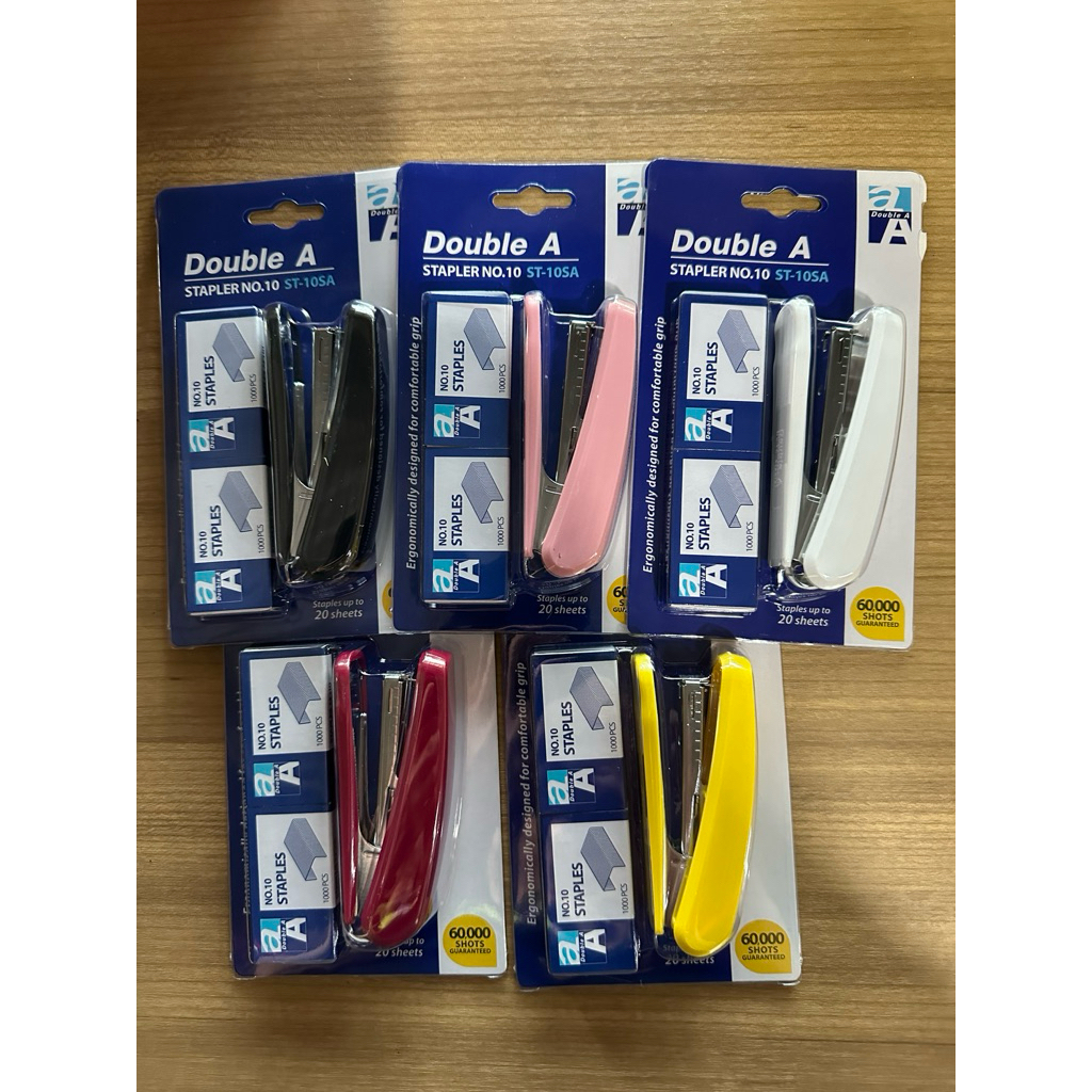 เครื่องเย็บกระดาษ Double A ST-10SA ( เครื่อง 1 + ลวด 2 )ใช้ลวด No.10 คละสี 1 ชุด