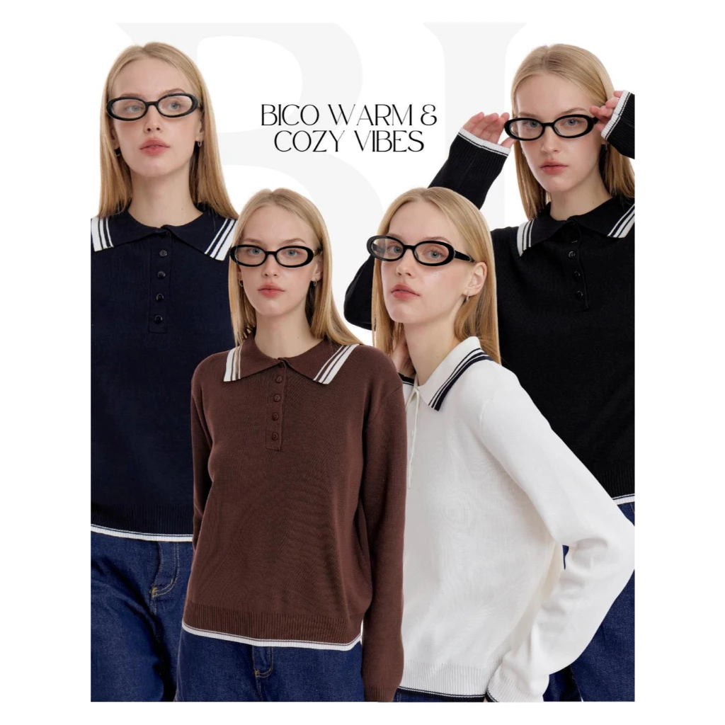 BCLS43 BICO Warm & Cozy Vibes - เสื้อโปโลไหมพรมเนื้อนุ่ม