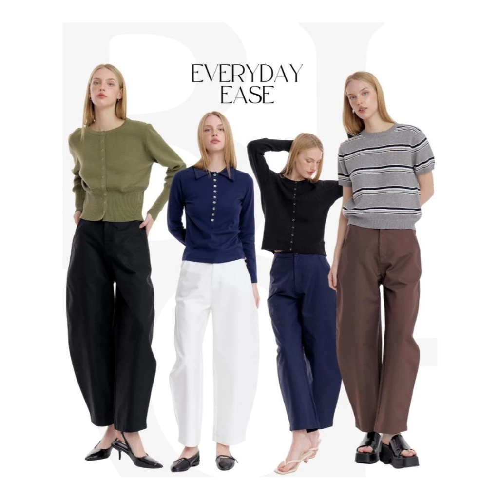 BCP01 Everyday Ease - Barrel Pants กางเกงบาเรล เอวกลาง