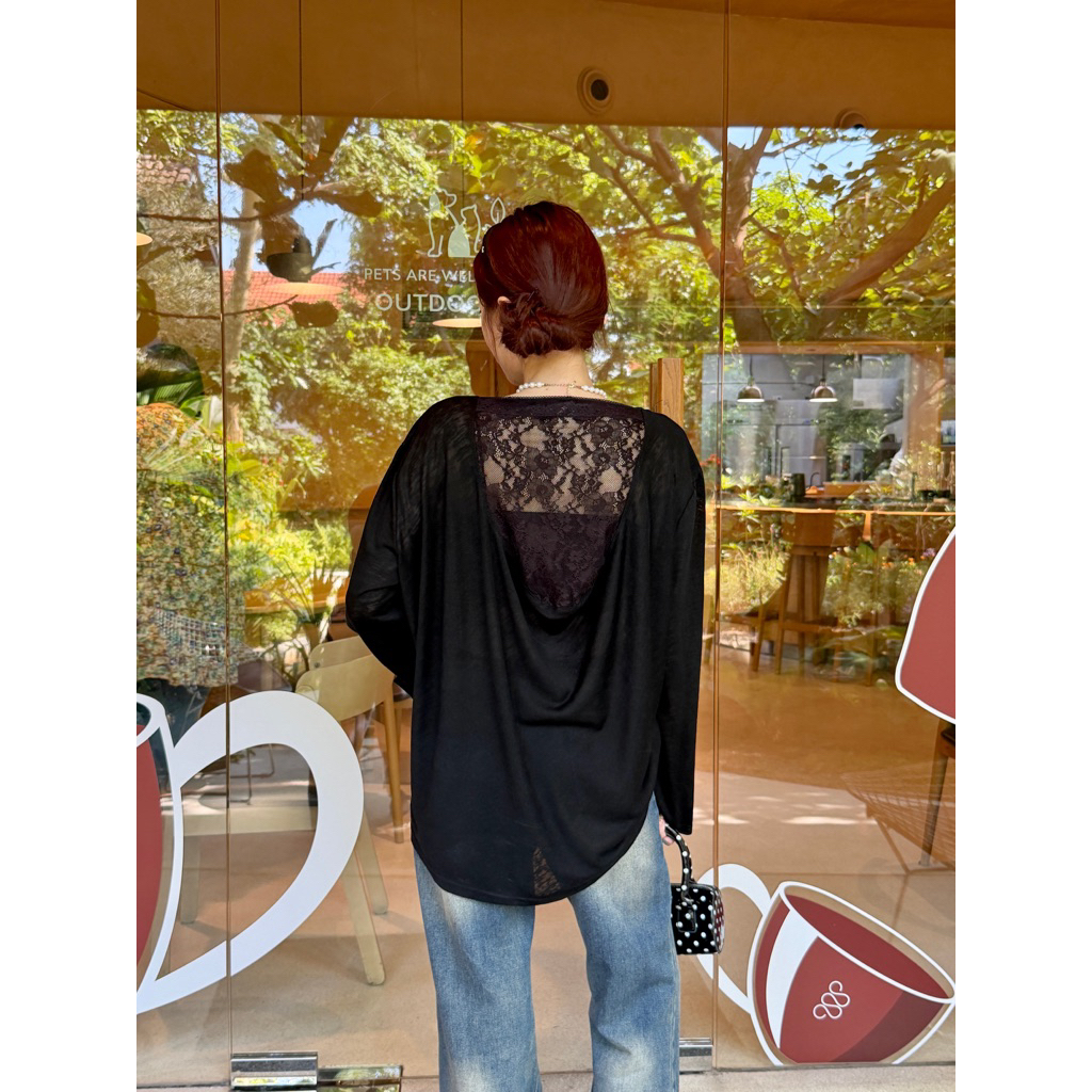 Airy Top — เสื้อแขนยาวซีทรู ดีเทลลูกไม้เปิดหลังน่ารักมากๆ ⭑｡ ° ราคา ถูกที่สุด ดีลบีเคเค แกลเลอรีภาพที่ 8