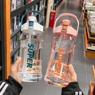 PC ขวดน้ำ 1.5/2ลิตร กระบอกน้ำ กระติกน้ำ พร้อมหลอด ขวดน้ําพกพา (BPA FREE)