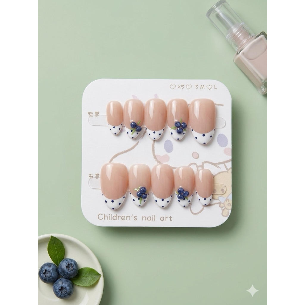 เล็บเจลแท้10 บลูเบอร์รี่ ไวท์ ดอท (Blueberry White Dot)