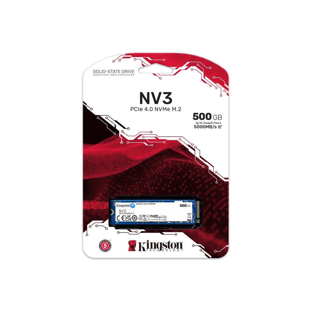 500GB SSD (เอสเอสดี) KINGSTON NV3 - PCIe 4x4 NVMe M.2 2280 (SNV3S/500G)